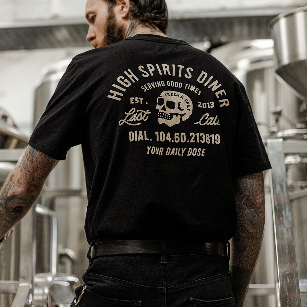 High Spirits Diner Skull Printed Men's T-shirt-Ranbybox