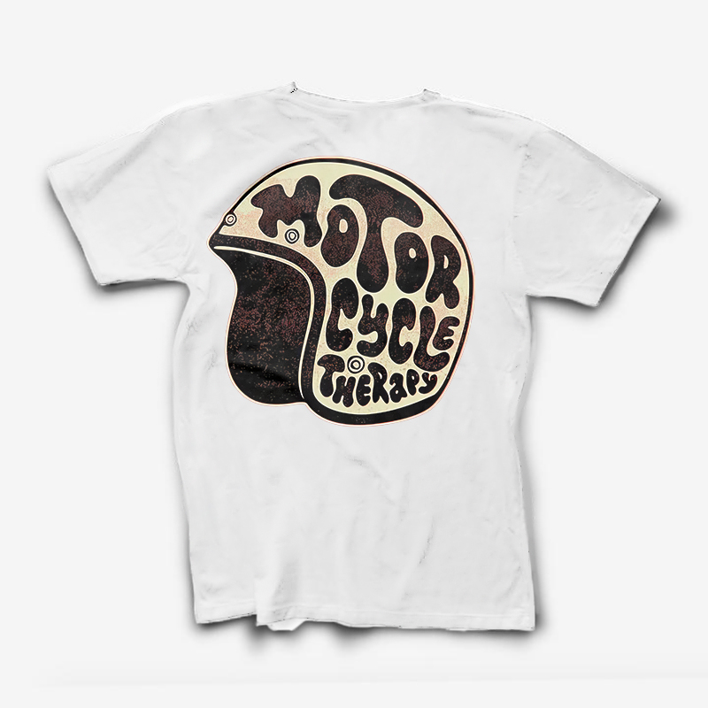  Helmet Motorcycle Therapy Printed Men's T-shirt-Ranbybox