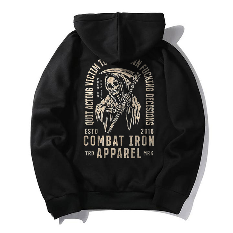  Quit Acting Victim Your Own Fucking Decisions Skeleton Hoodie-Ranbybox