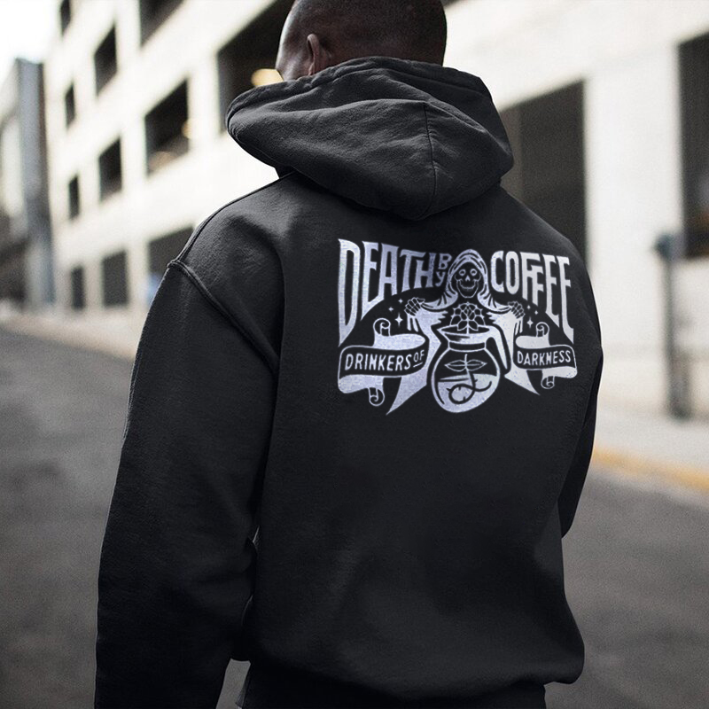  Death By Coffee Drinkers Of Darkness Skeleton Printed Hoodie-Ranbybox