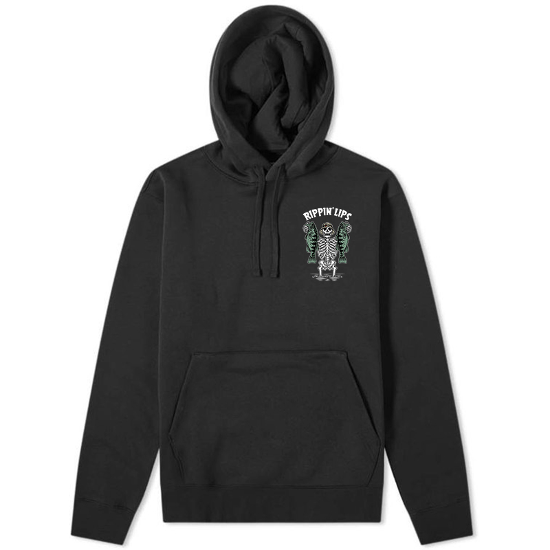  Men's Rippin Lips Skeleton Clutching Fishes Printed Hoodie-Ranbybox