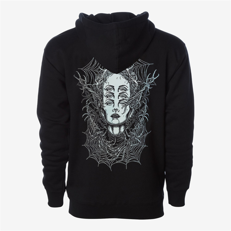  Triple Pair Of Eyes Girl Spider Web Printed Men's Hoodie-Ranbybox