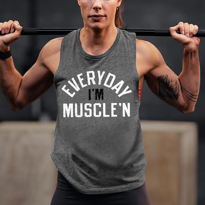 Every Day I'm Muscle'n Printed Women's Vest