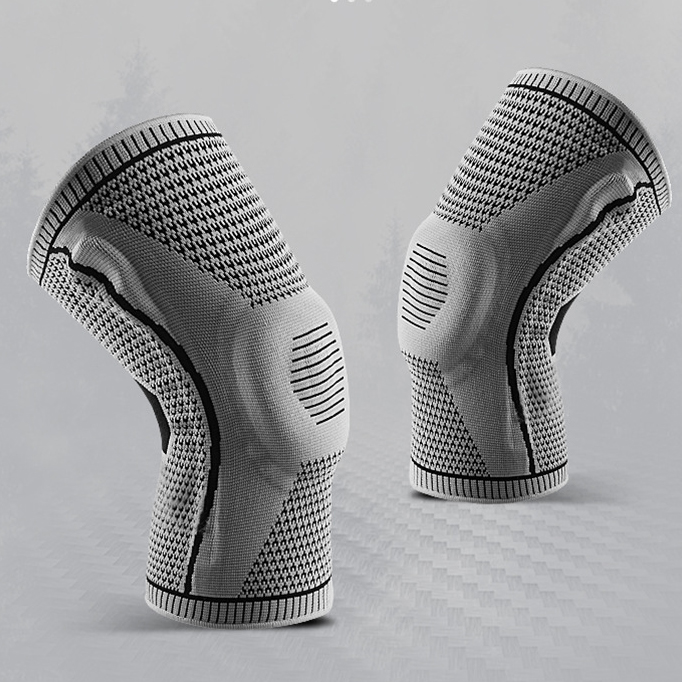 Silicone Spring Breathable Knitted Sports Knee Pads-traneing