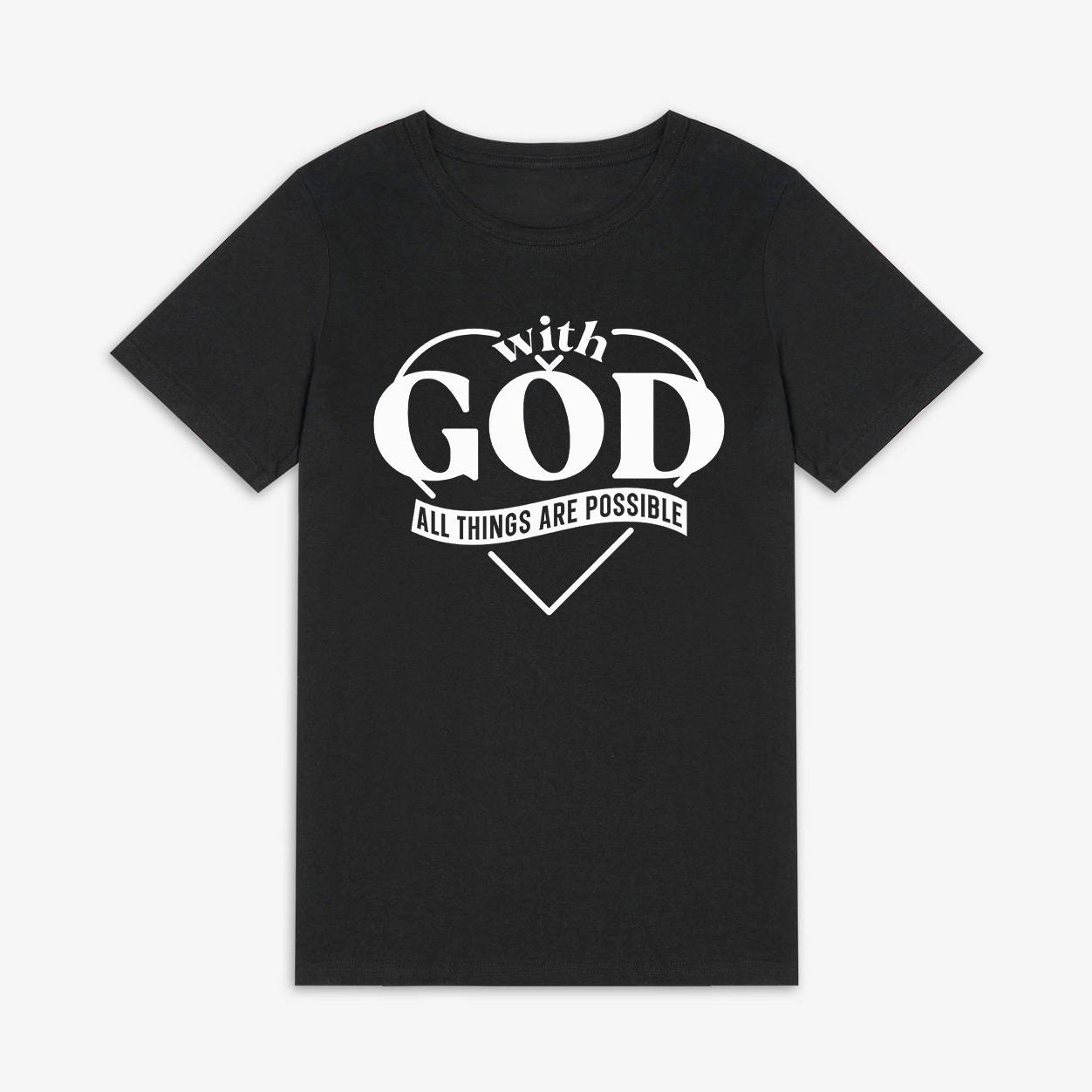 With God All Things Are Possible Printed Women's T-shirt-traneing