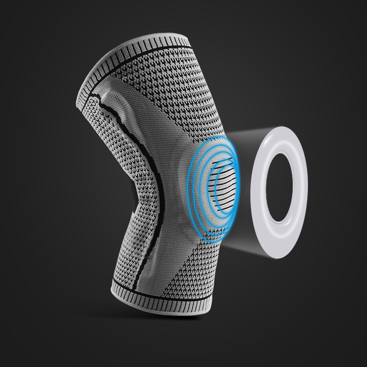 Silicone Spring Breathable Knitted Sports Knee Pads-traneing