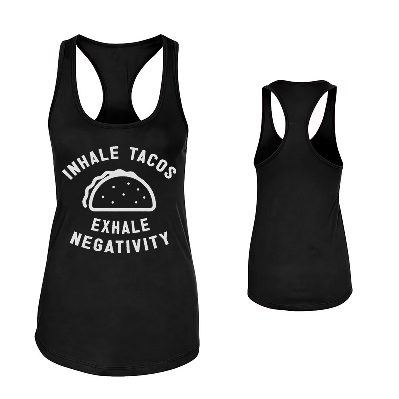 Inhale Tacos Exhale Negativity Print Women's Tank Top