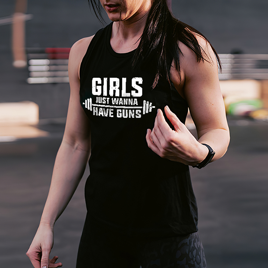 Girl Just Wanna Have Guns Printed Women's Vest-traneing