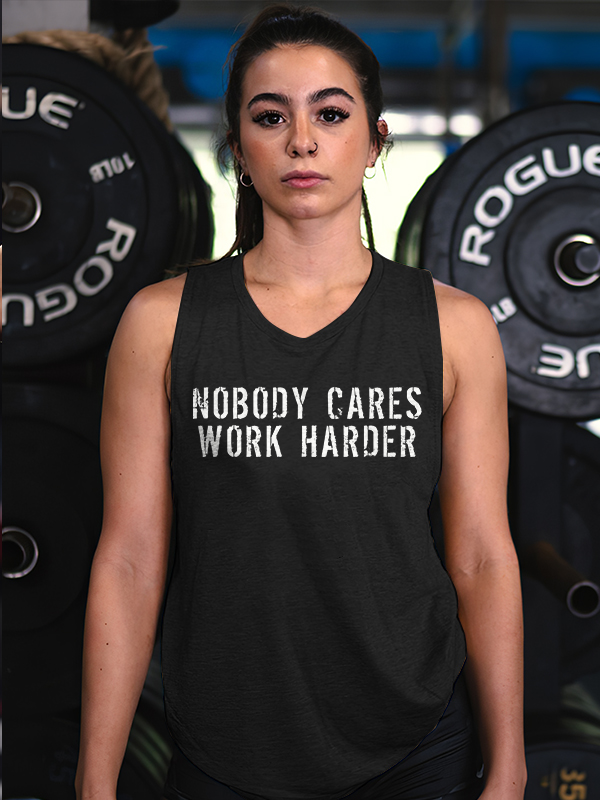 Nobody Cares Work Harder Printed Women's Vest
