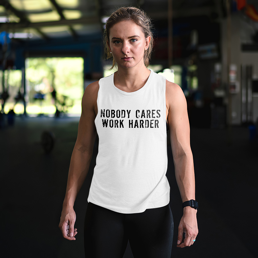 Nobody Cares Work Harder Printed Women's Vest