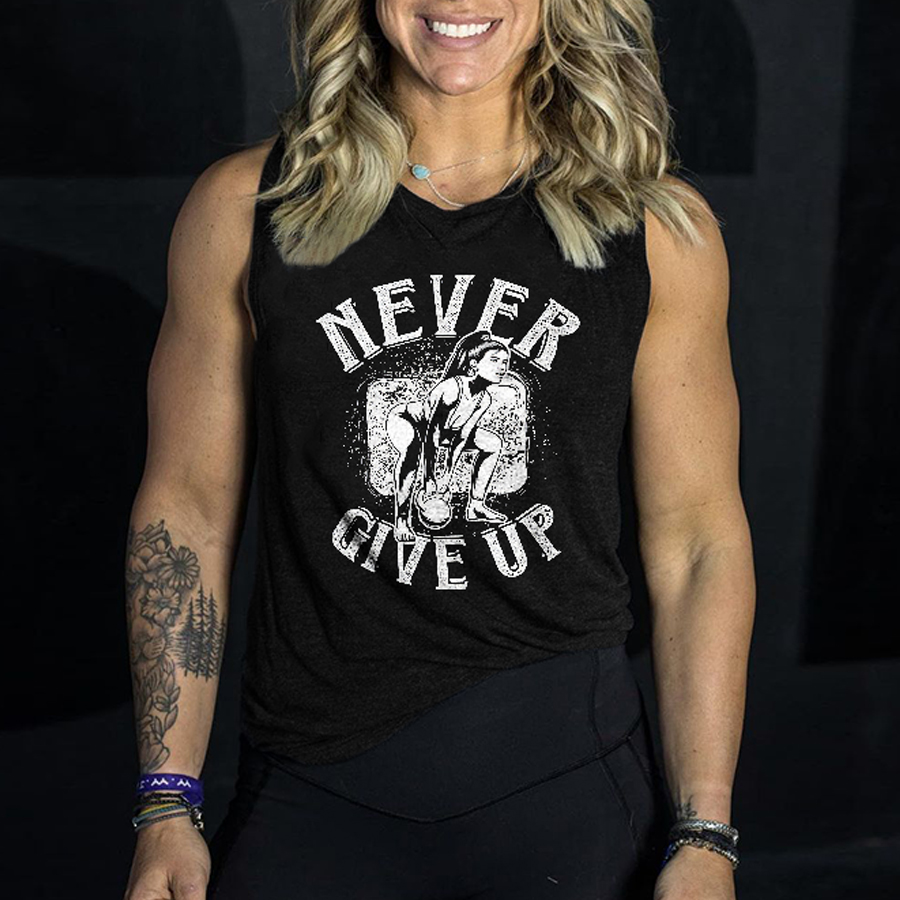 Never Give Up Printed  Women's Vest