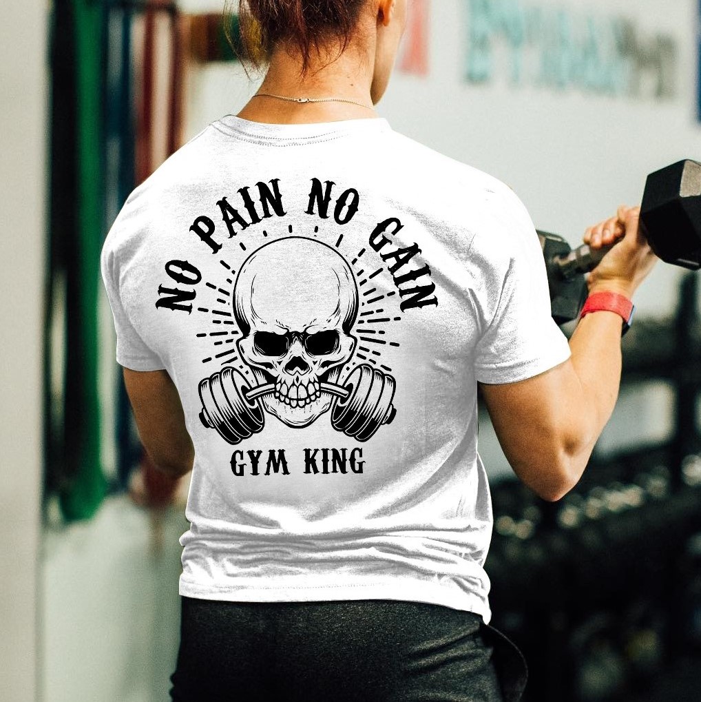 No Pain No Gain Printed Skull Women's T-shirt