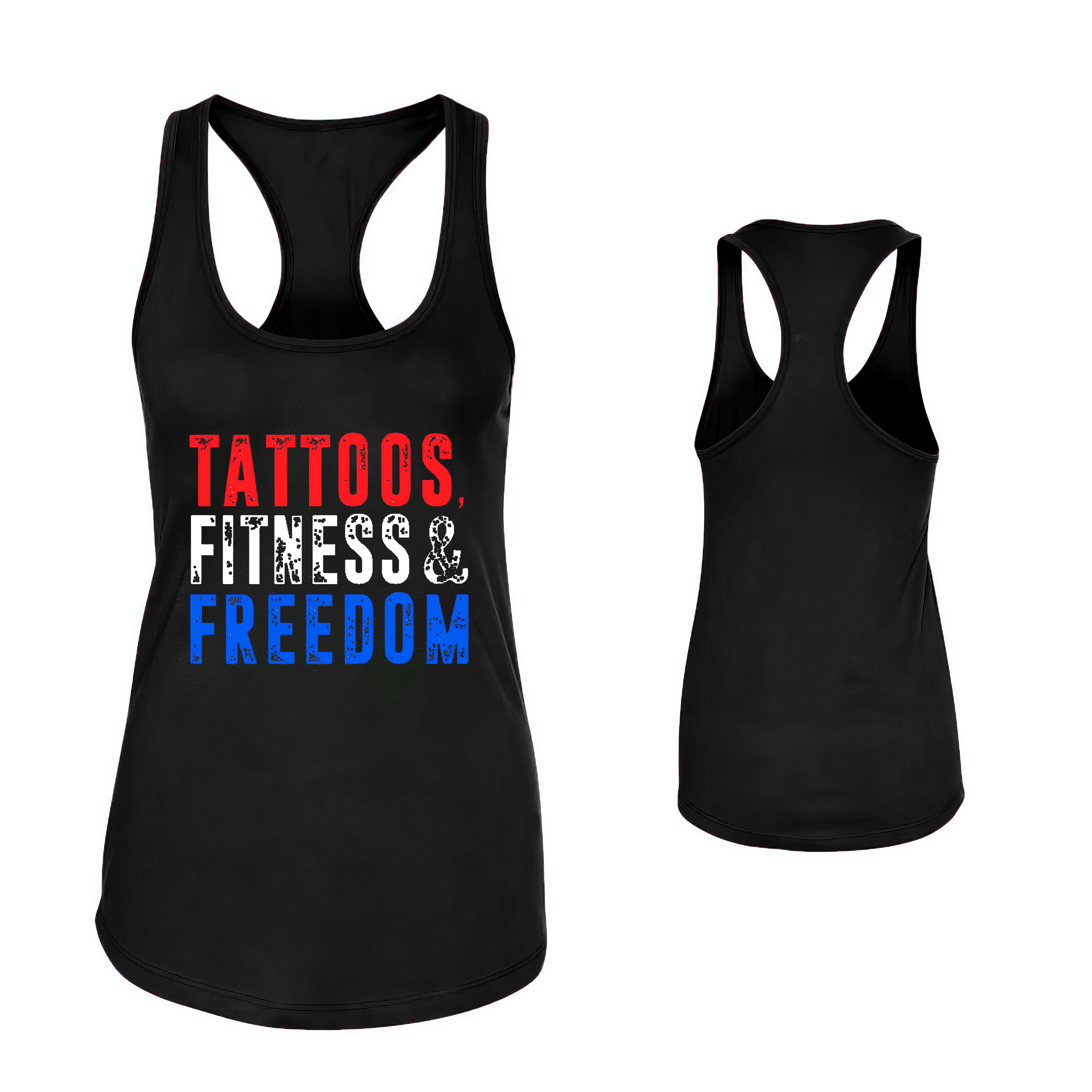 Tattoos, Fitness & Freedom Printed Women's Tank Top