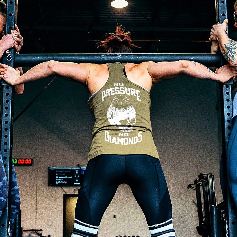 NO PRESSURE NO DIAMONOS Printed Women's Tank Top