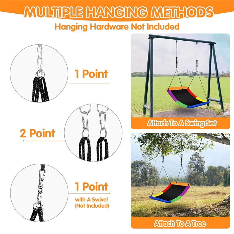 700 lbs Giant 60" Skycurve Platform Saucer Tree Swing for Kids & Adults