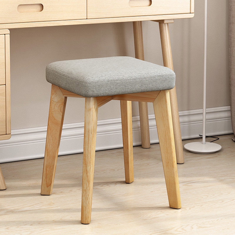 Solid wood stool creative home change shoes bench fabric square stool |  Shopee Singapore