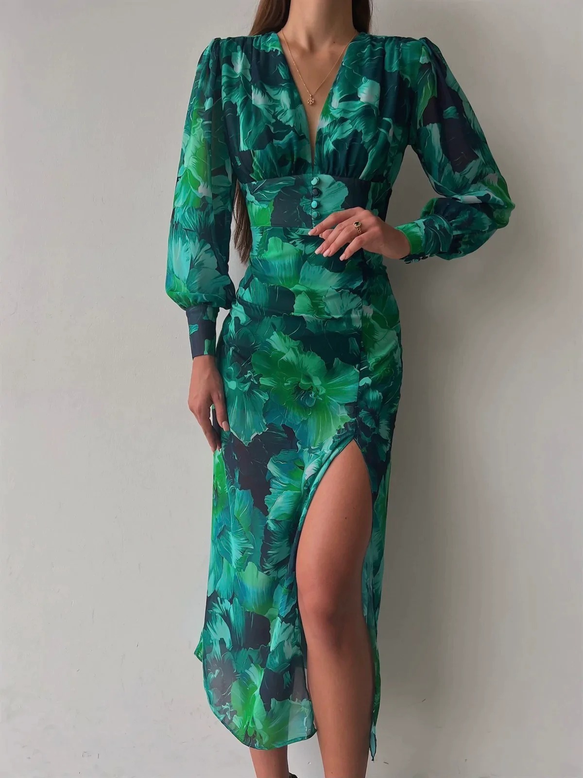 Emerald Long Sleeve Maxi Dress – Mianette