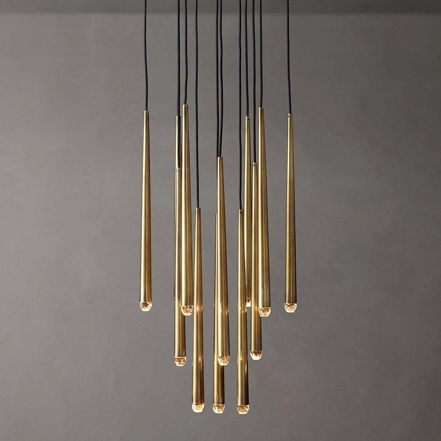 Aquinas Tapered Tubular Round Chandelier 24" 30" 48", Lacquered Burnis