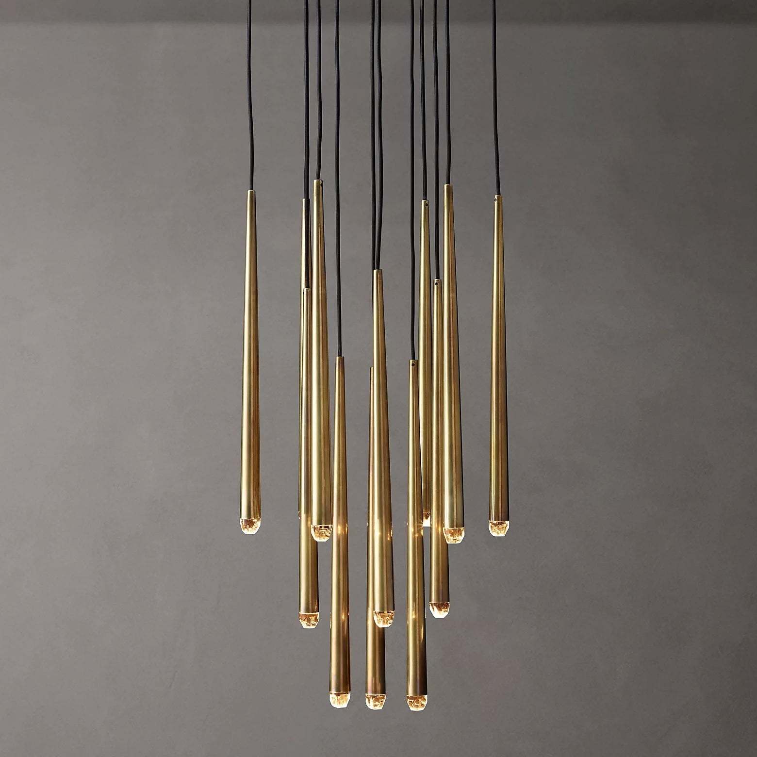 Aquinas Tapered Tubular Round Chandelier 24" 30" 48", Lacquered Burnis