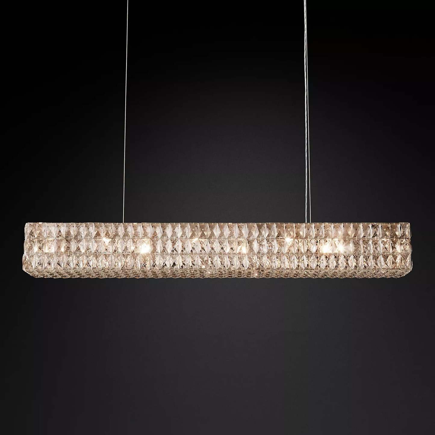 Crystal Glass Spiridon Linear Chandelier 49" 61"