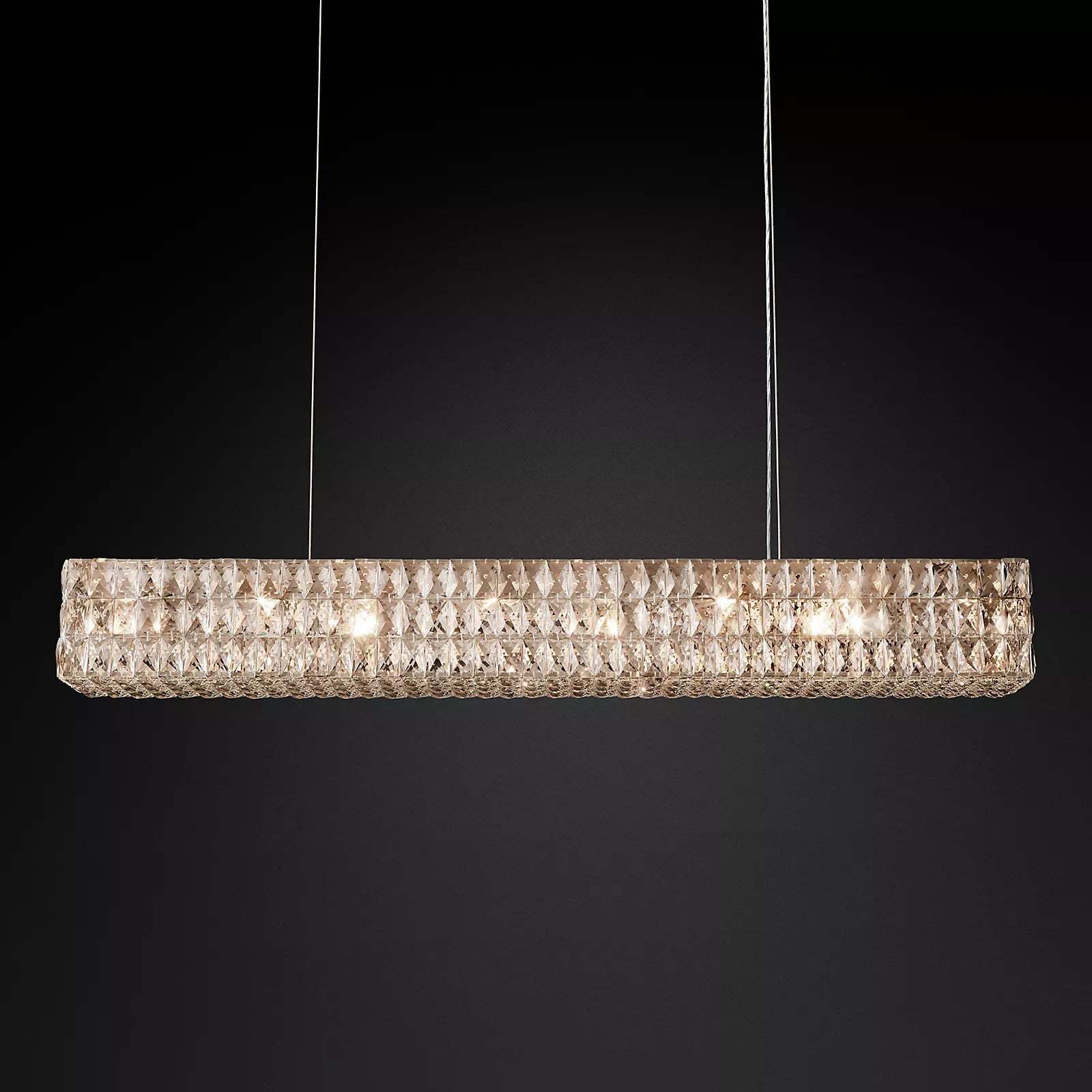 Crystal Glass Spiridon Linear Chandelier 49" 61"