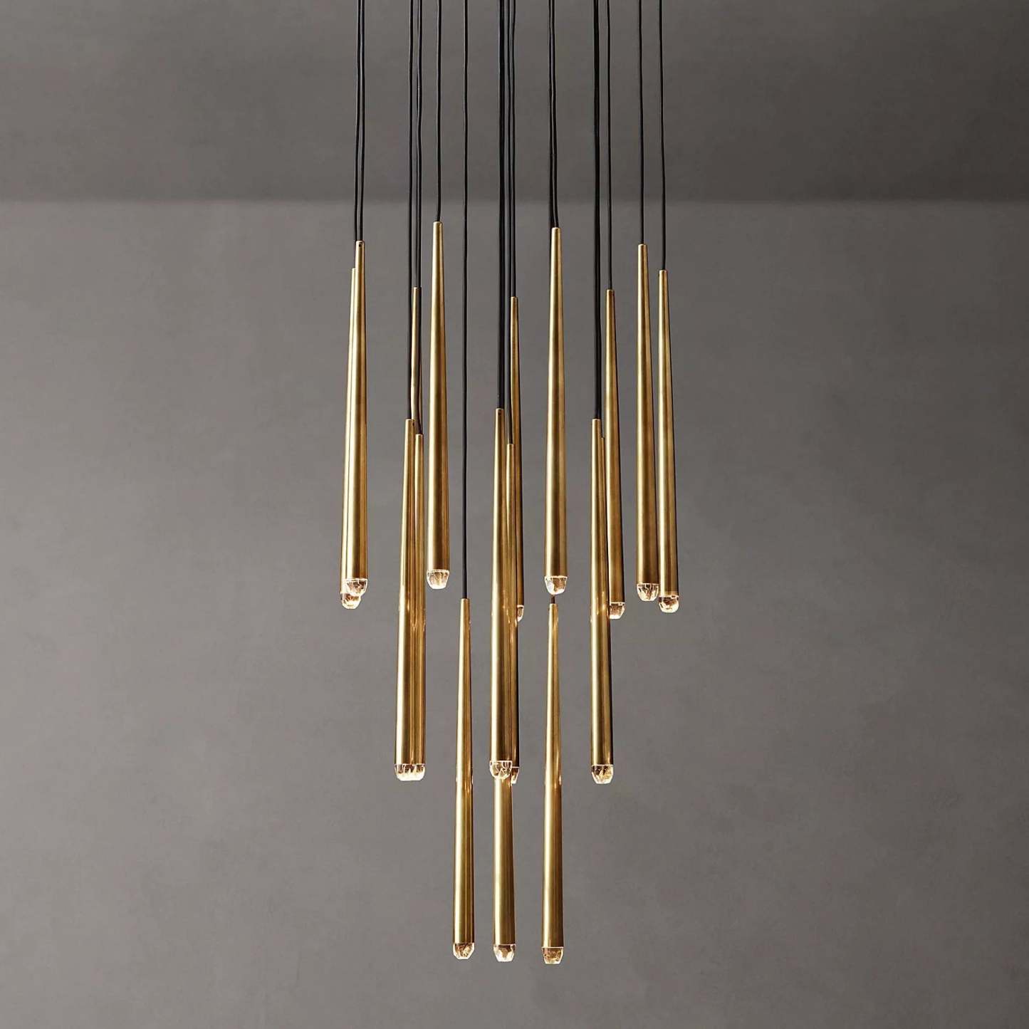 Aquinan Tapered Tubular Round Chandelier 24" 30" 48", Lacquered Burnished Brass / Bronze