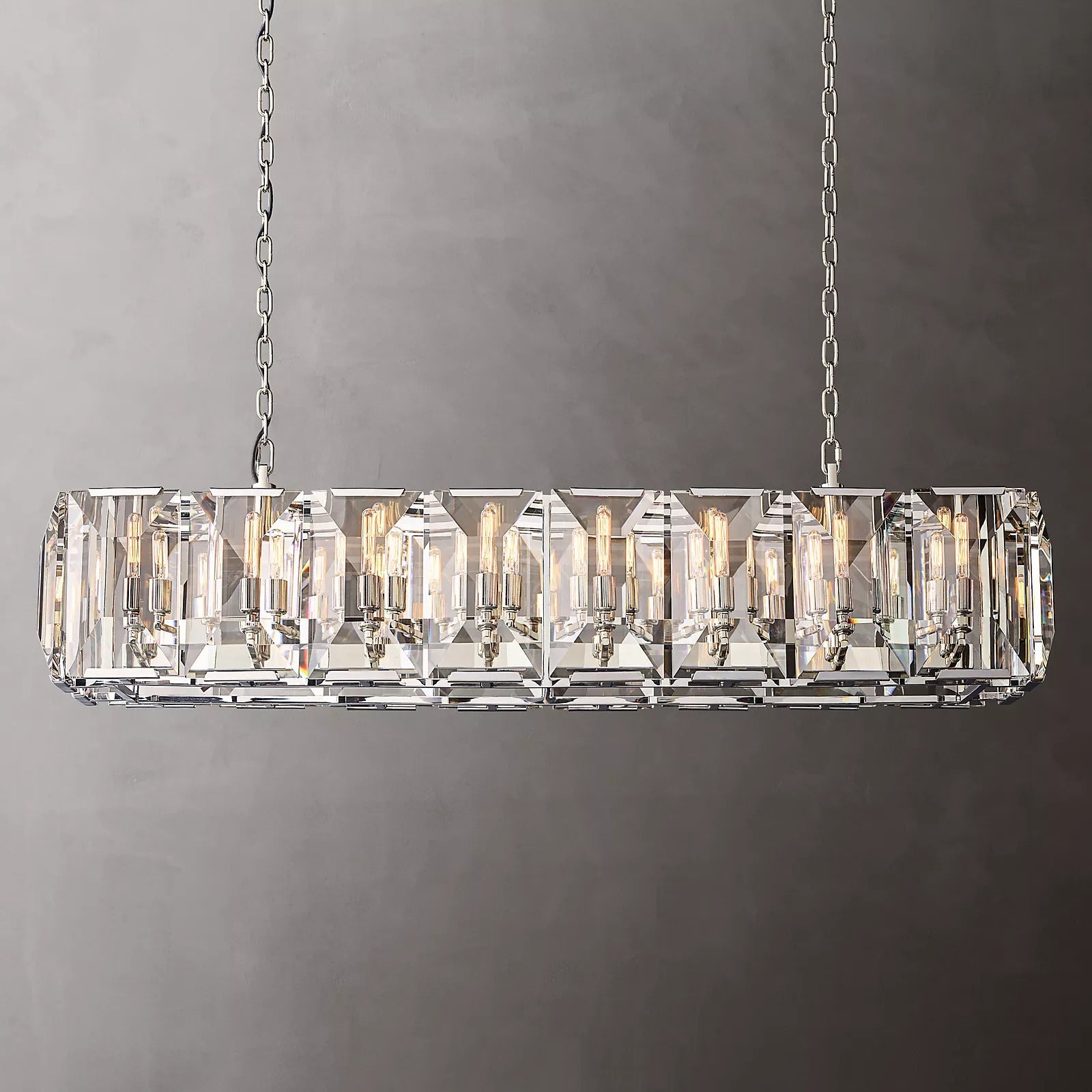 Harlow Faceted Crystal Rectangular Chandelier 55"