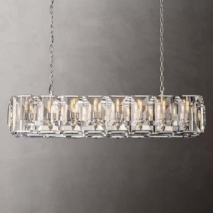 Harlow Faceted Crystal Rectangular Chandelier 55"