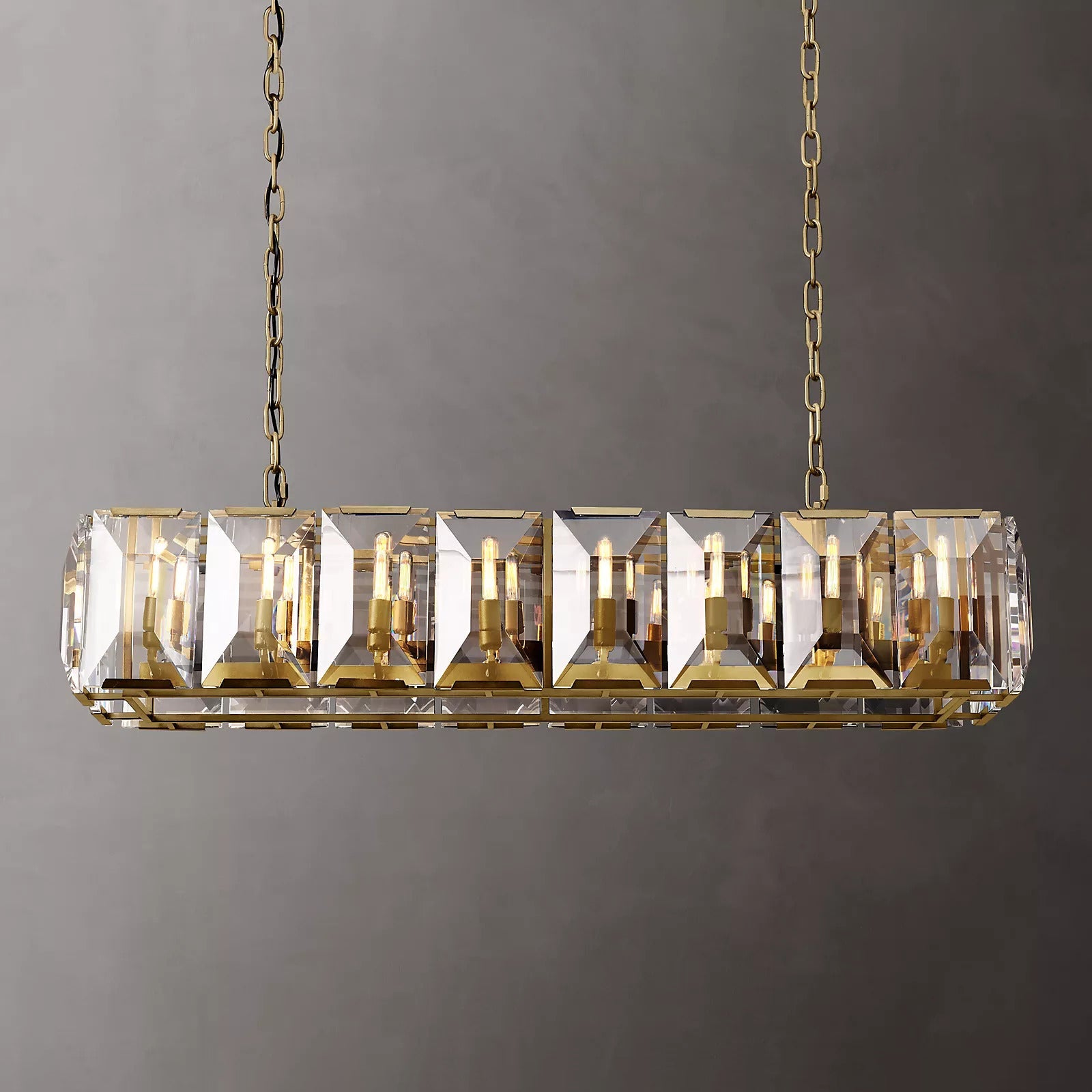 Harlow Faceted Crystal Rectangular Chandelier 55"
