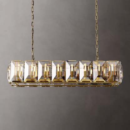 Harlow Faceted Crystal Rectangular Chandelier 55"