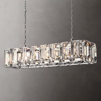 Harlow Faceted Crystal Rectangular Chandelier 55"