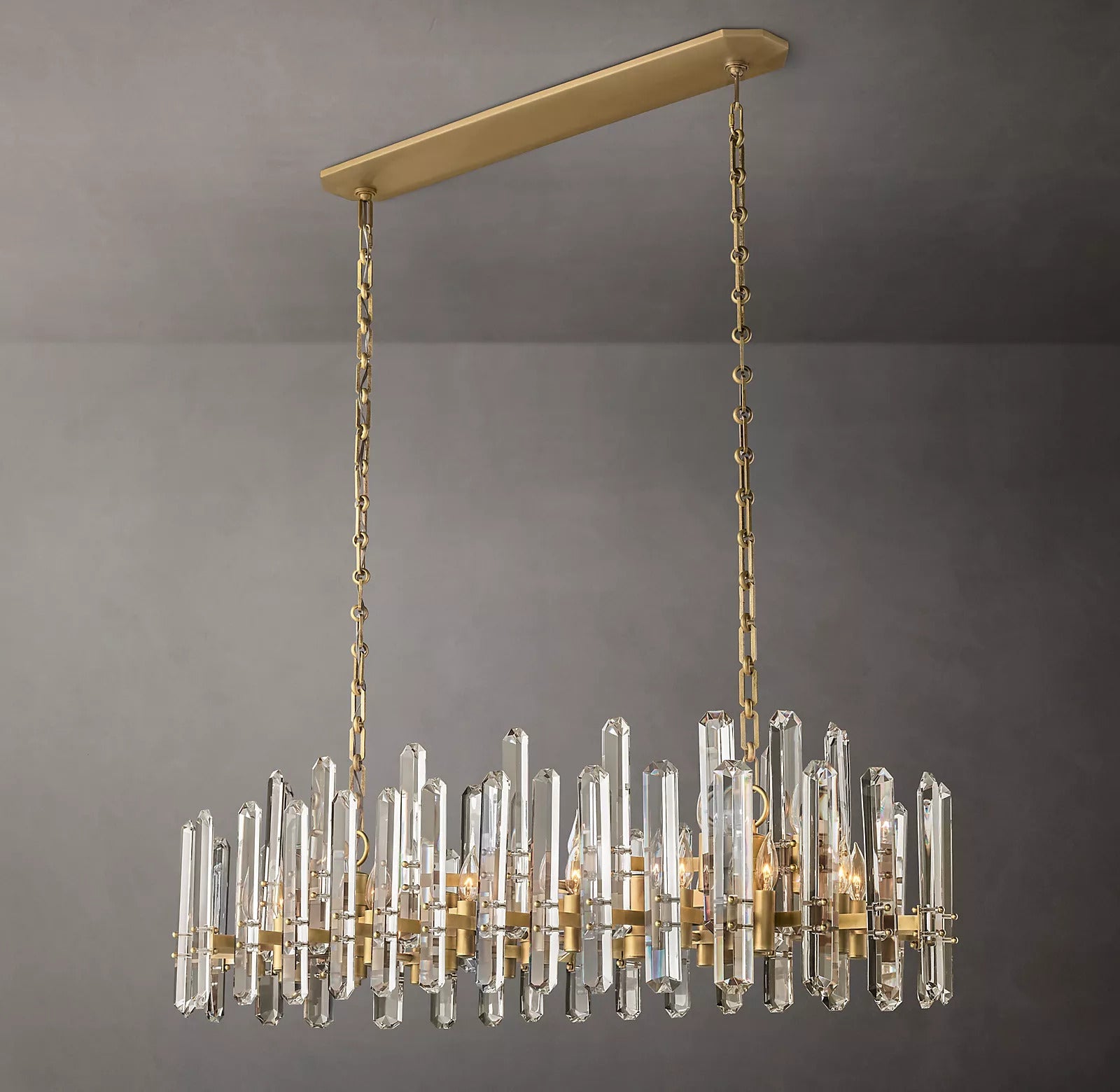 Bonnieo Faceted Crystal Linear Chandelier 54"-Sylvia Space