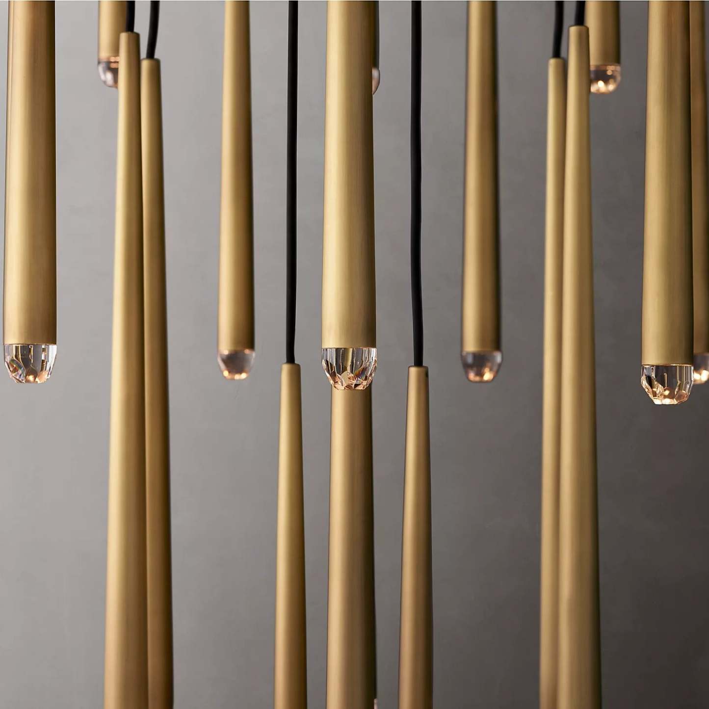 Aquinan Tapered Tubular Round Chandelier 24" 30" 48", Lacquered Burnished Brass / Bronze