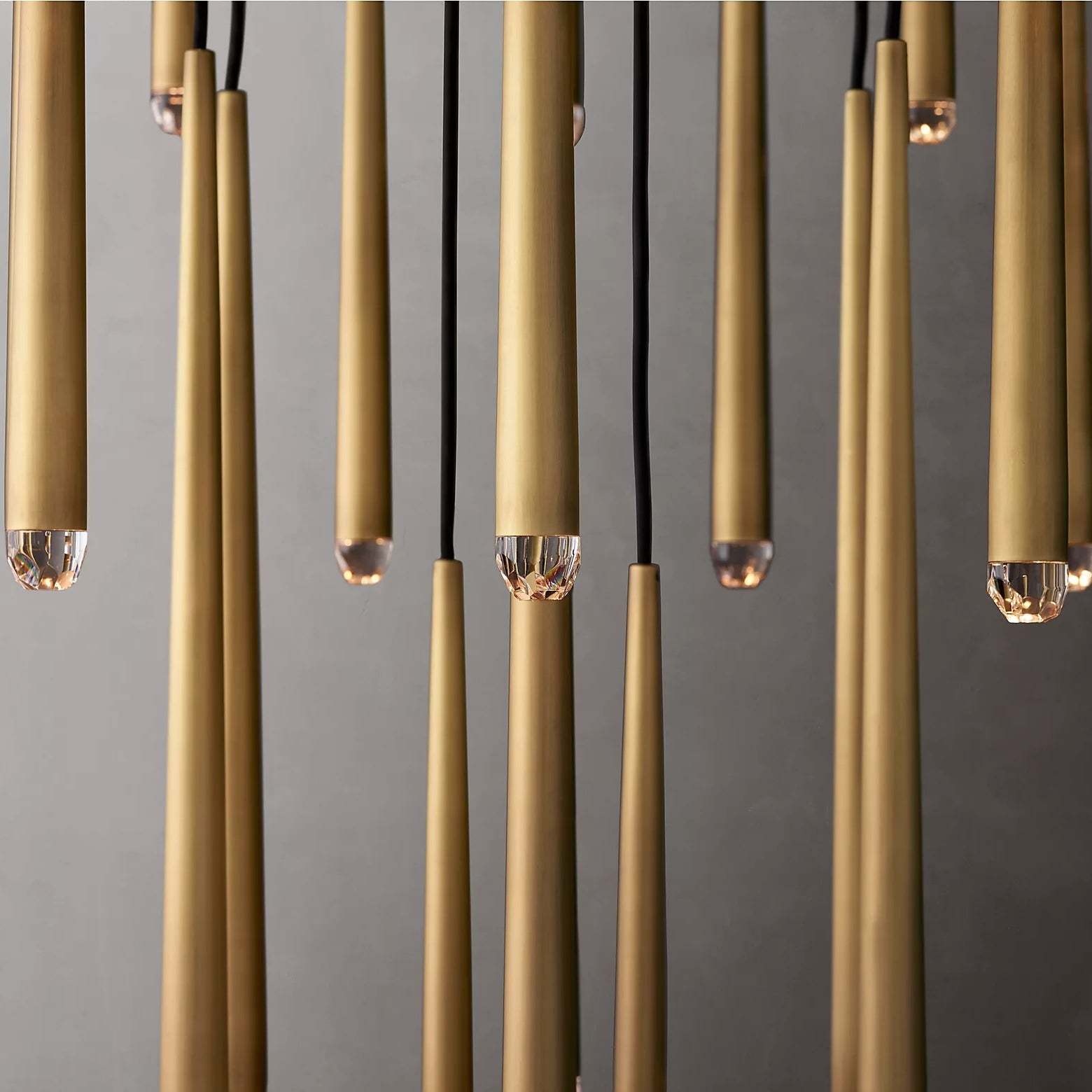 Aquinan Tapered Tubular Round Chandelier 24" 30" 48", Lacquered Burnished Brass / Bronze
