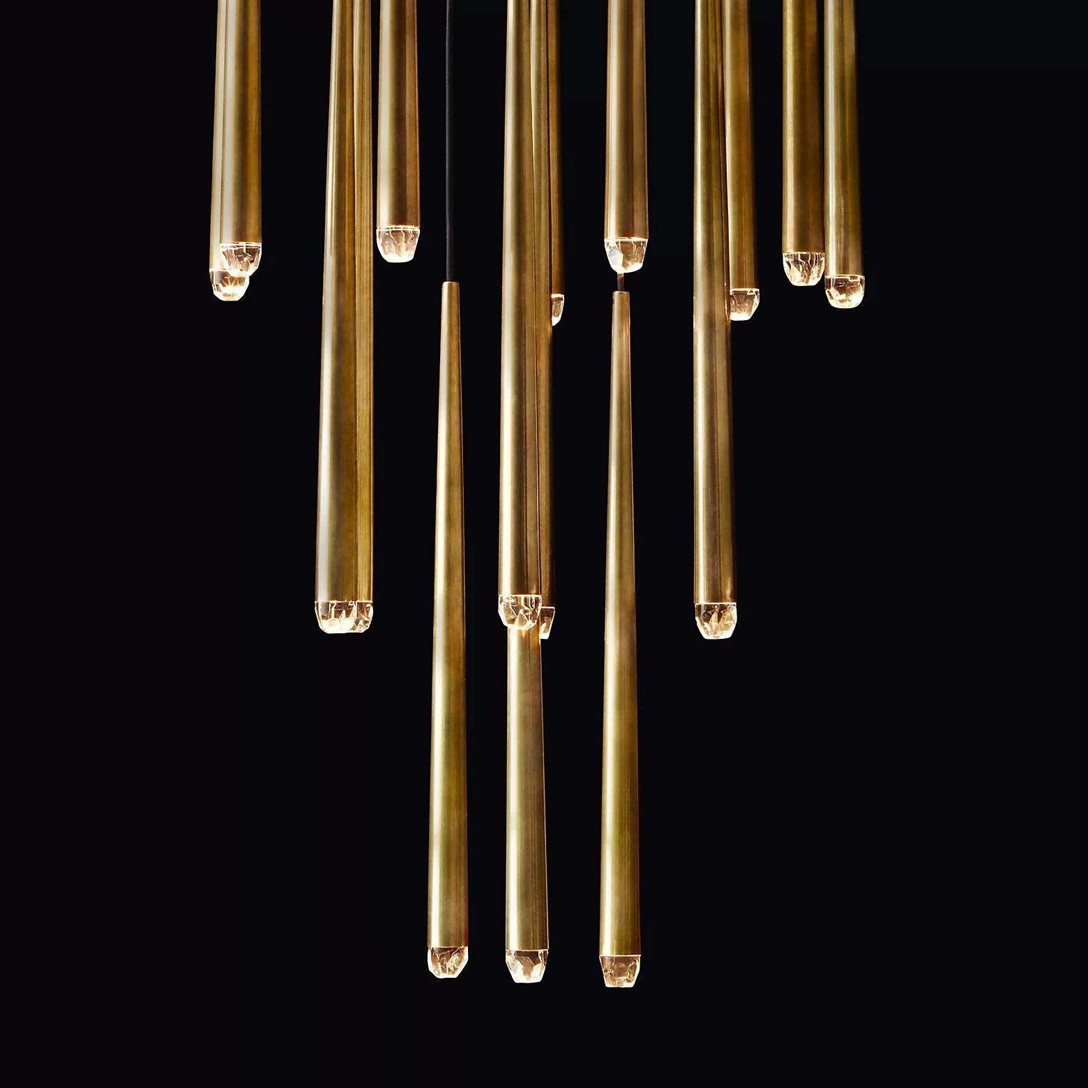 Aquinan Tapered Tubular Round Chandelier 24" 30" 48", Lacquered Burnished Brass / Bronze