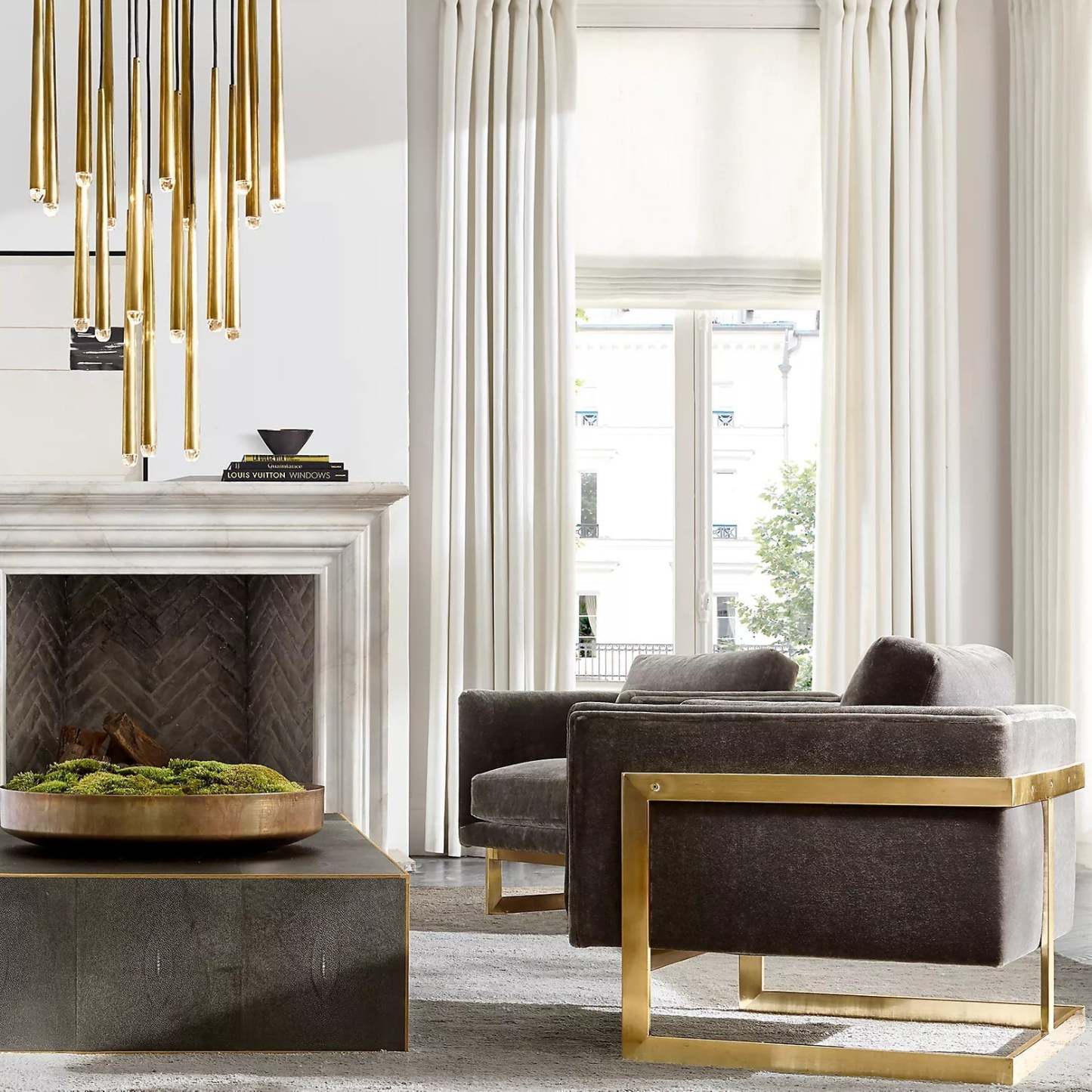 Aquinan Tapered Tubular Round Chandelier 24" 30" 48", Lacquered Burnished Brass / Bronze