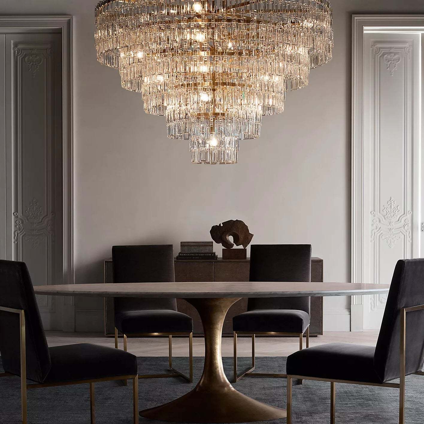 Mariogold Multi-Tier Crystal Chain Round Chandelier 36" 48" 60"