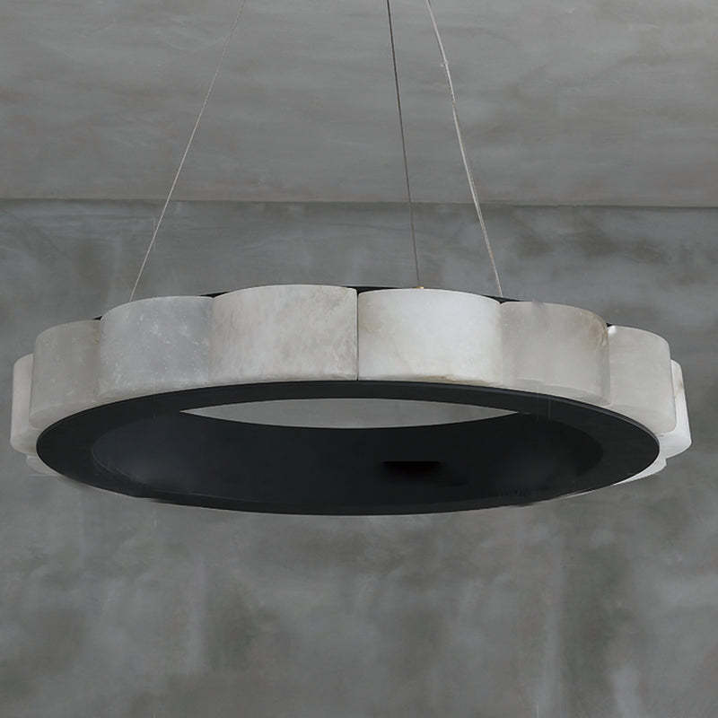 Moden Marble Round Chandelier Black-Sylvia Space