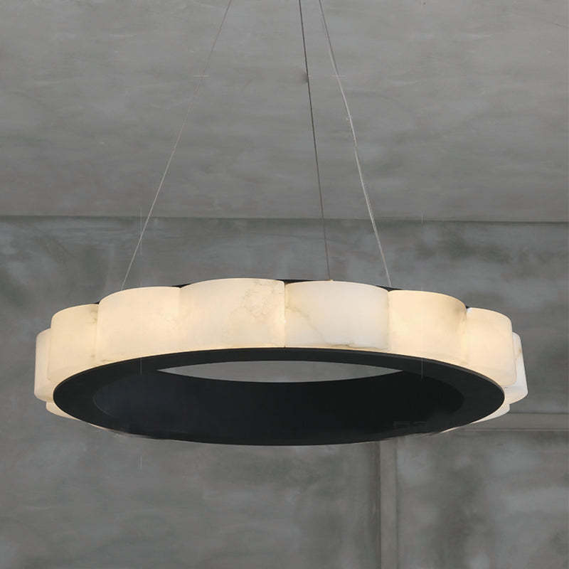 Moden Marble Round Chandelier Black-Sylvia Space