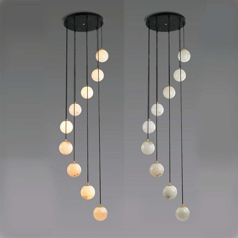 Marble Lorry  Long chandelier for Duplex staircase light lucite