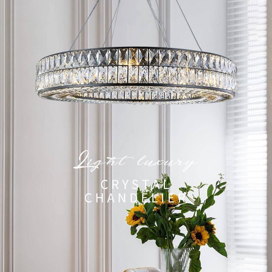 Foggy Crystal Wheel Chandelier 32"-Sylvia Space