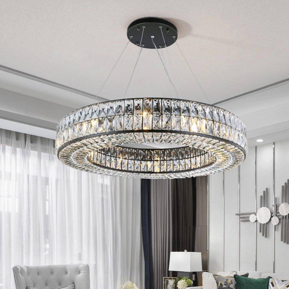 Foggy Crystal Wheel Chandelier 32"-Sylvia Space