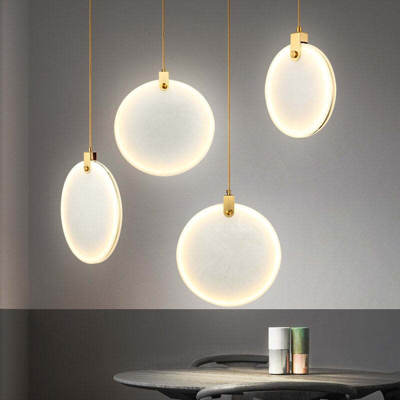 Moon Shade Lorry Natural Marble Pendant Light-Sylvia Space