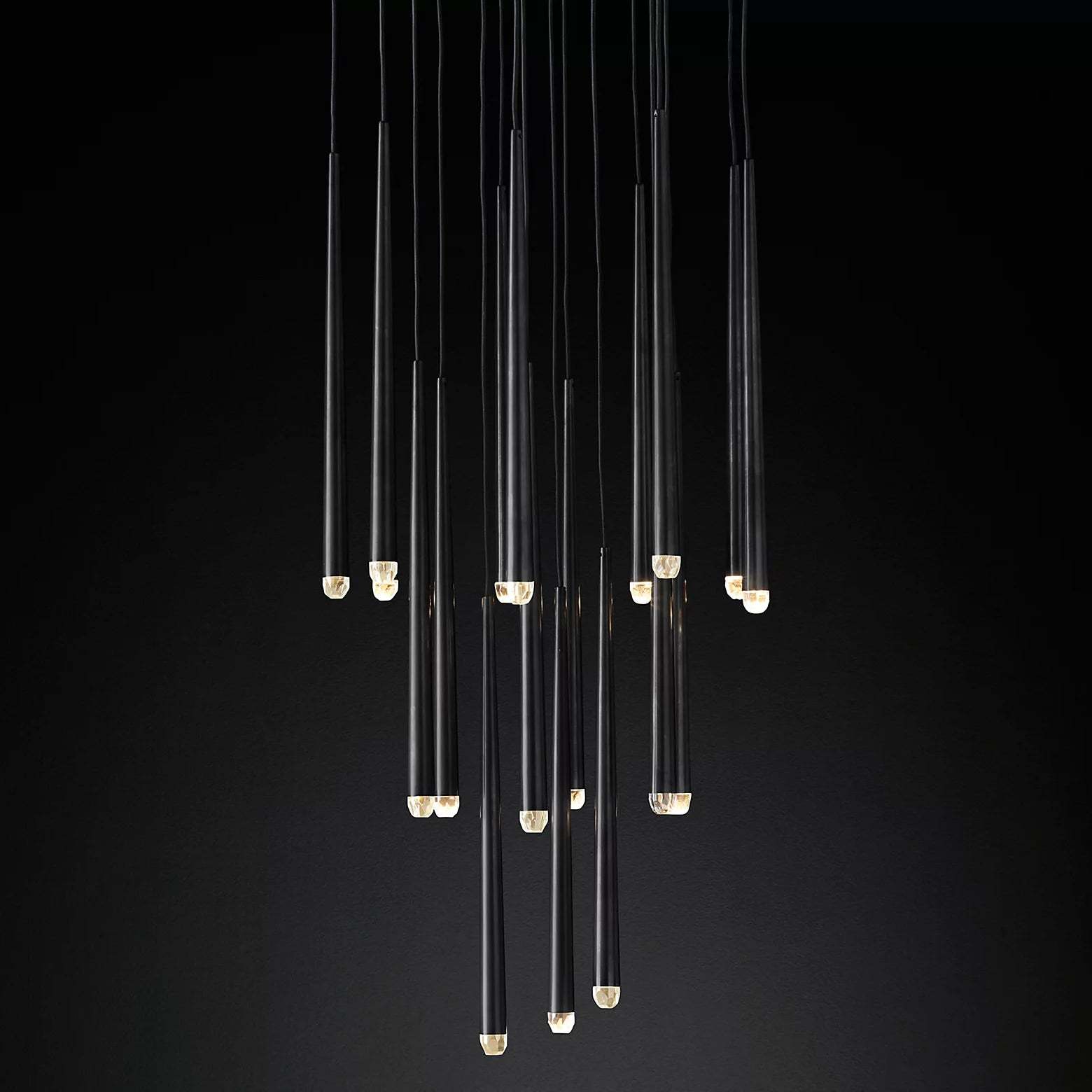 Aquinan Tapered Tubular Round Chandelier 24" 30" 48", Lacquered Burnished Brass / Bronze