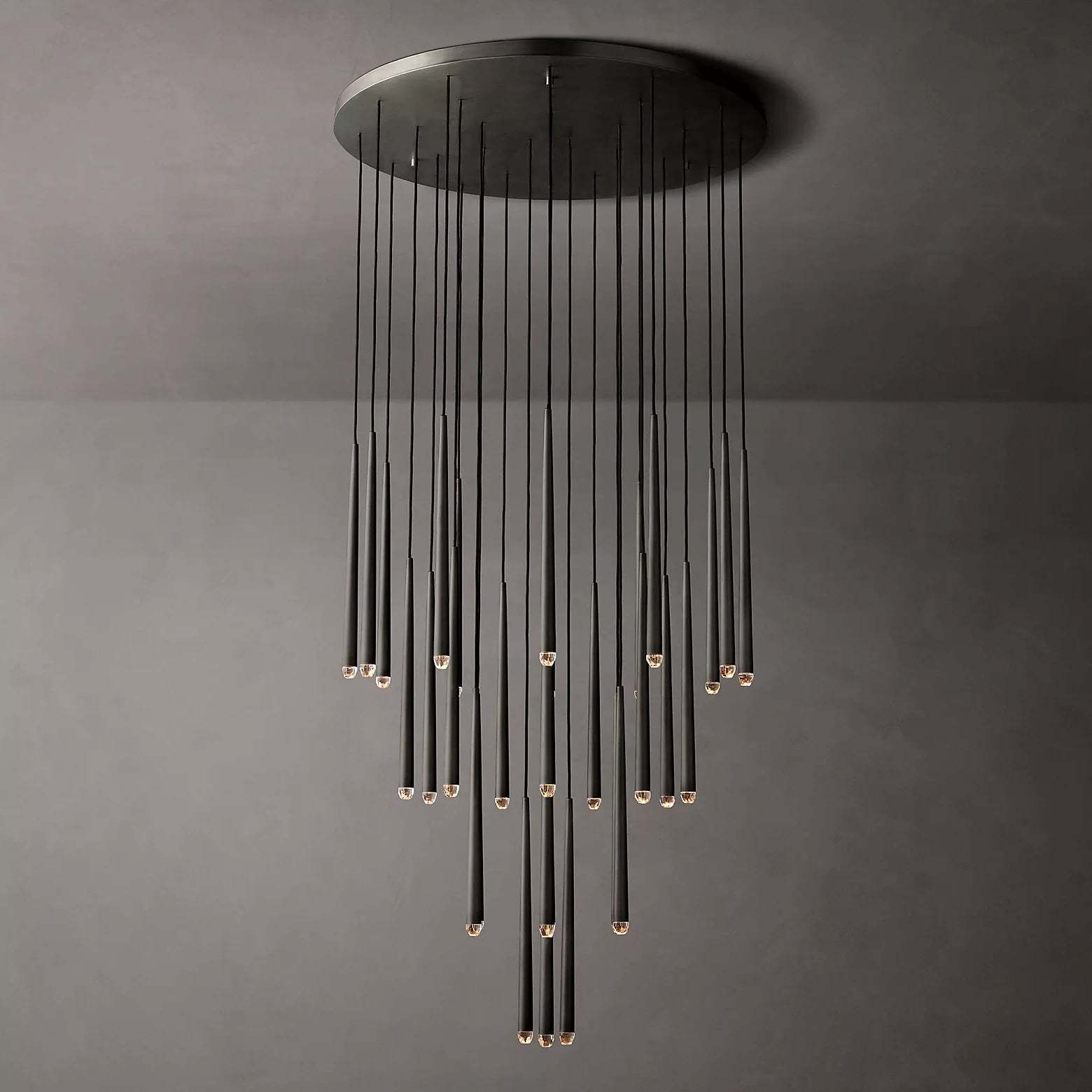 Aquinan Tapered Tubular Round Chandelier 24" 30" 48", Lacquered Burnished Brass / Bronze