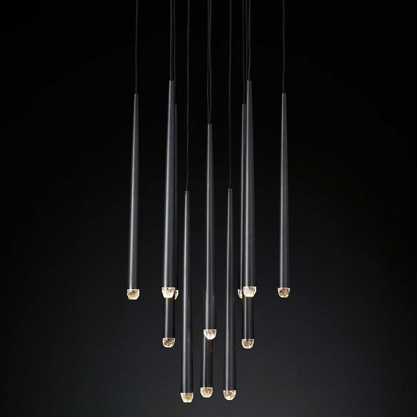Aquinan Tapered Tubular Round Chandelier 24" 30" 48", Lacquered Burnished Brass / Bronze