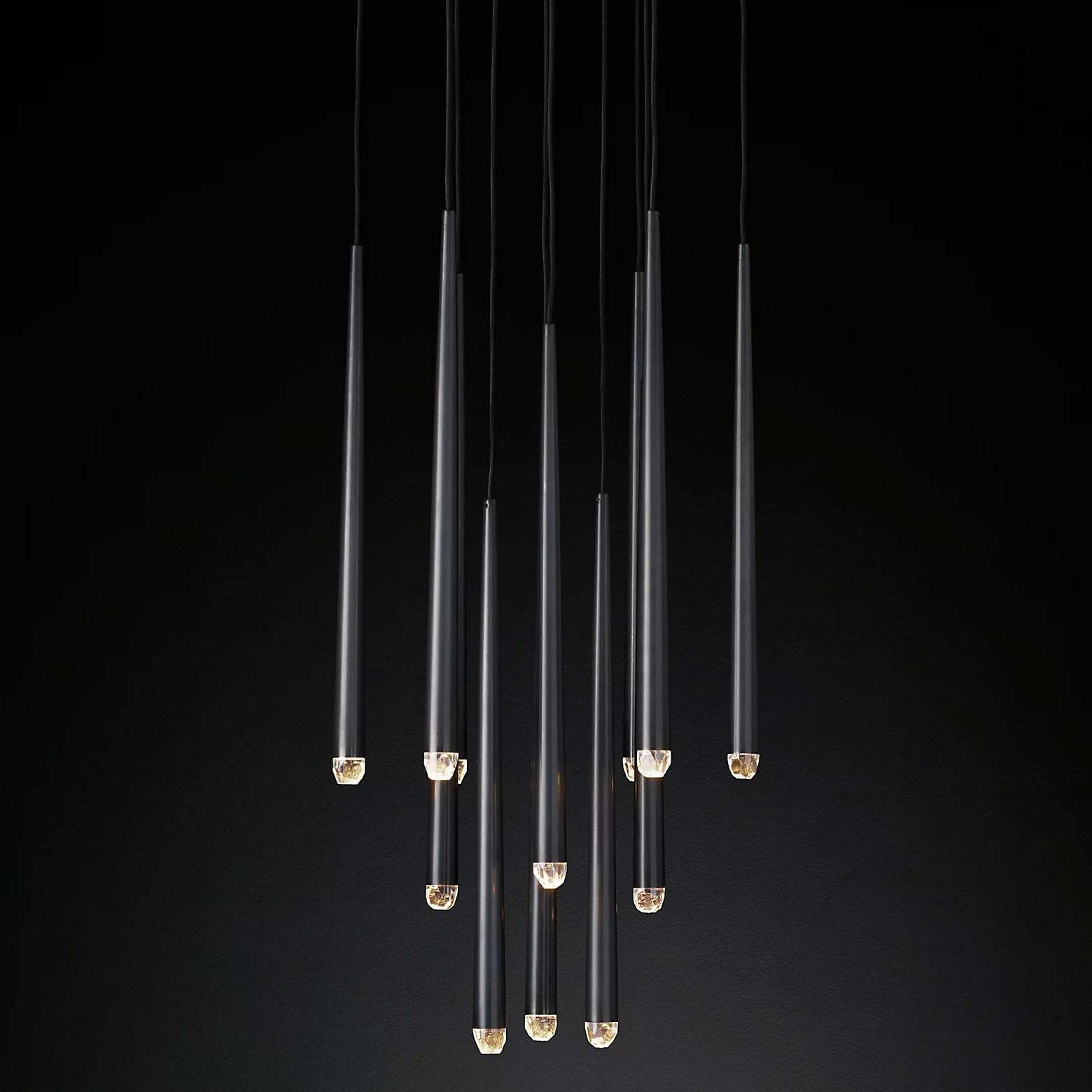Aquinan Tapered Tubular Round Chandelier 24" 30" 48", Lacquered Burnished Brass / Bronze