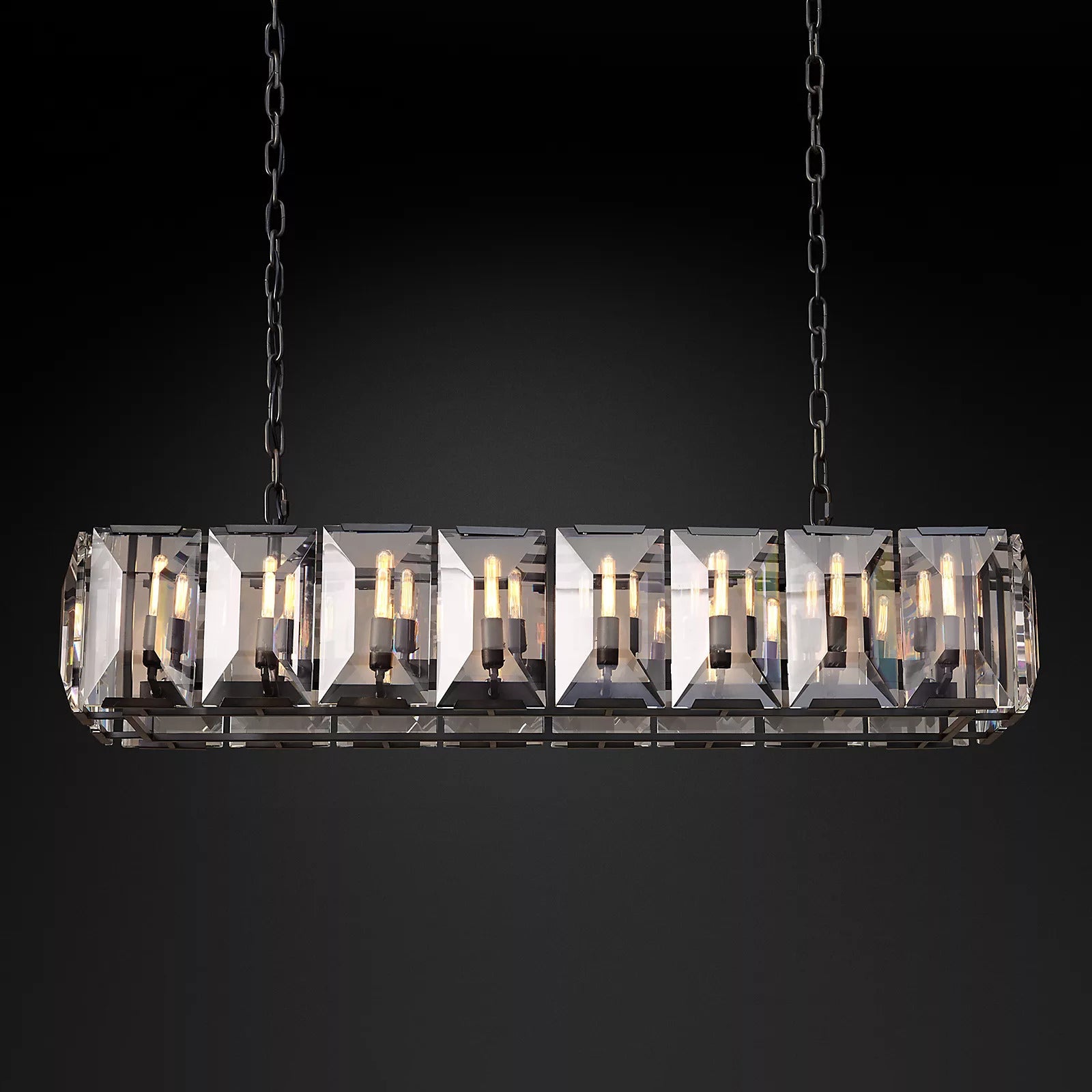 Harlow Faceted Crystal Rectangular Chandelier 55"