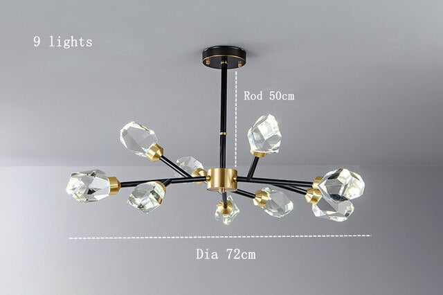 Barlley Crystal Branch Chandelier, Black-Sylvia Space