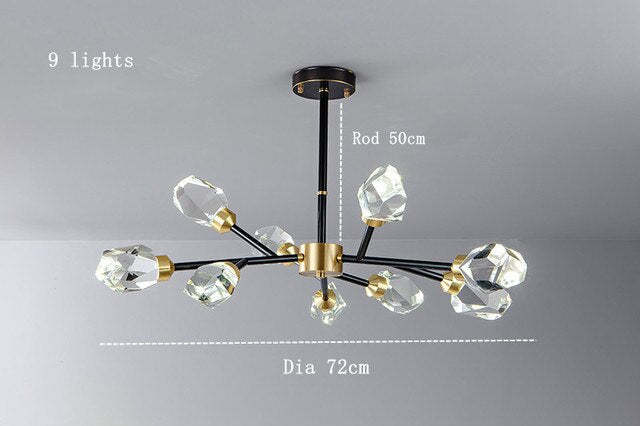 Barlley Crystal Branch Chandelier, Black-Sylvia Space